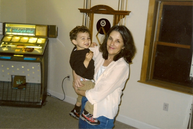 Dancing with my grandson, Colin, at our jukebox