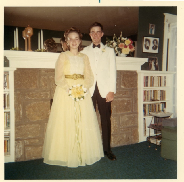 Sue (Walsh) Rakes and Ken Horn dressed for the Senior Prom, June 1968