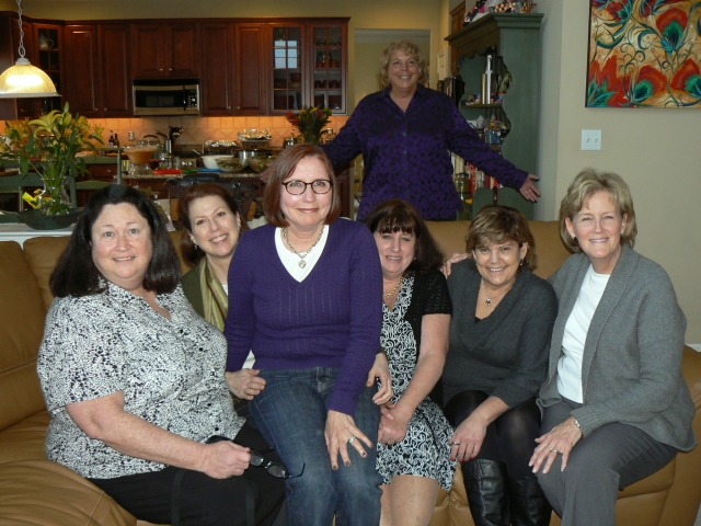 Louise Quinn Harris, Margo (Margie) Malecot Callis, Mary Nacy Habecker, Cathe DiCrecchio Deets, Kathy Weisinger Kelly, Nancy Iredale Reagoso with Roberta Braslow Storer in the background. 