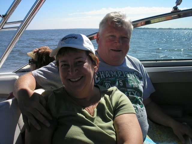 Jim and Dena DiBona Lyons on Jim and Trish Gormans boat...