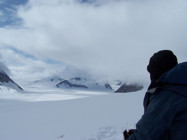 This is a photo taken on the Baldwin Glacier in Alaska-2006   My guide and I were doing a ski traverse of the area.  It is a very wild and remote area.